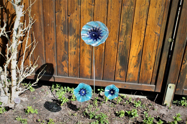 Fused Glass Flower with Stick